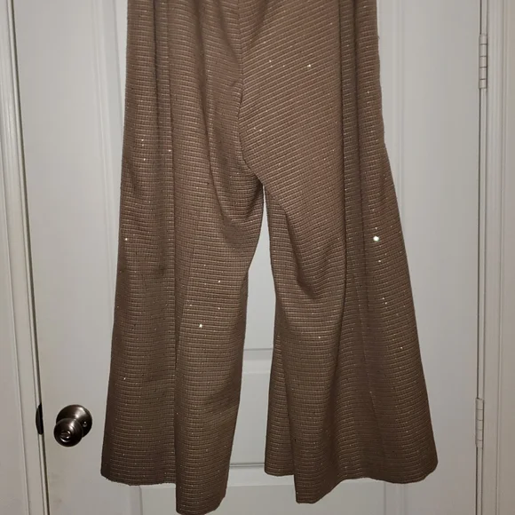Maeve 18W, Plaid, Rhinestone, Anthropologie Tan Wide Leg Pants - Picture 5 of 8